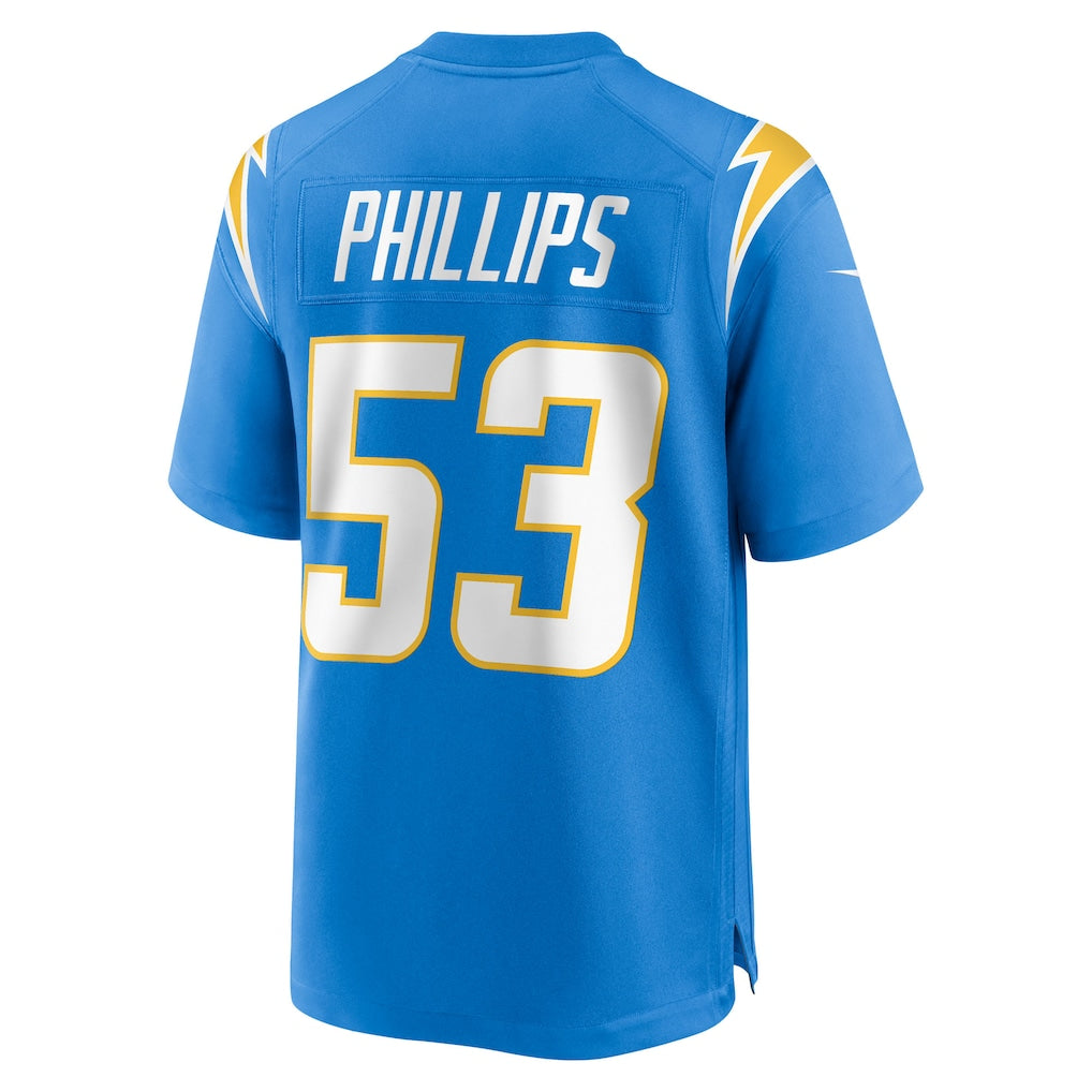 Tocy LA.Chargers #53 Del'Shawn Phillips Powder Blue Team Game Jersey