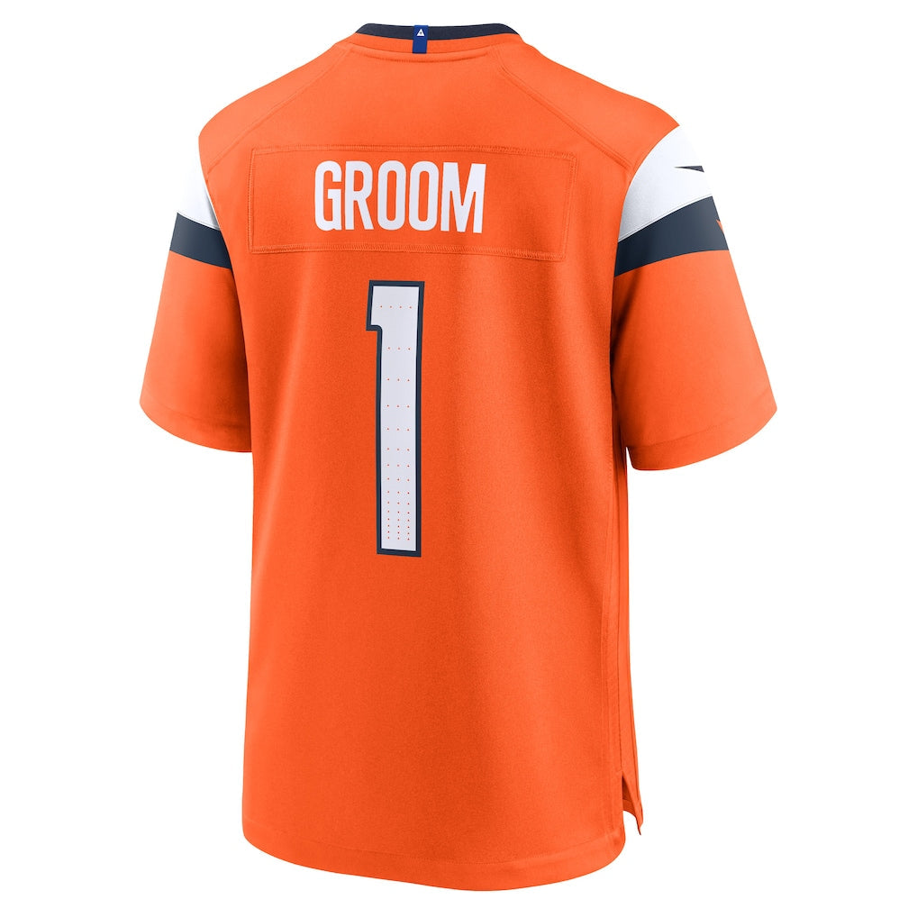 Tocy D.Broncos #1 Groom Orange Game Jersey