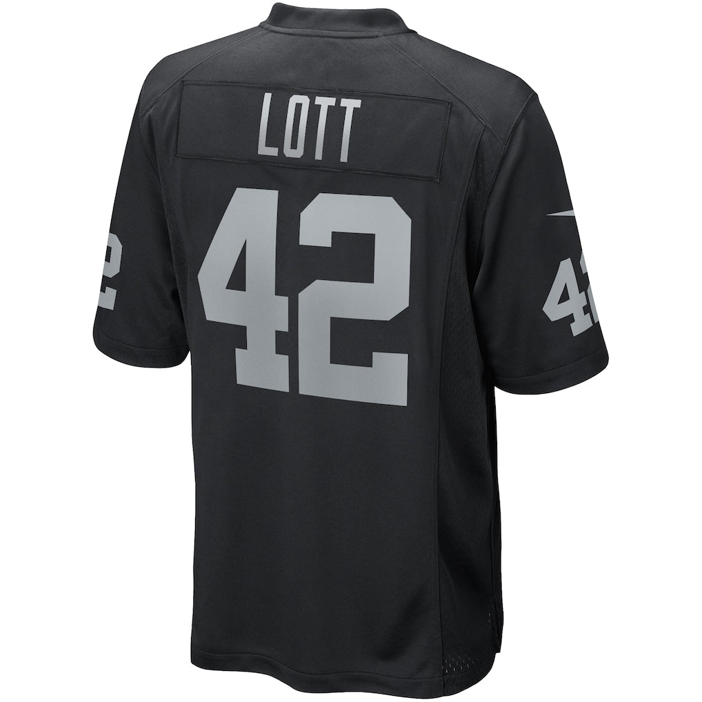 tocy LV.Raiders #42 Ronnie Lott Black Game Retired Player Jersey