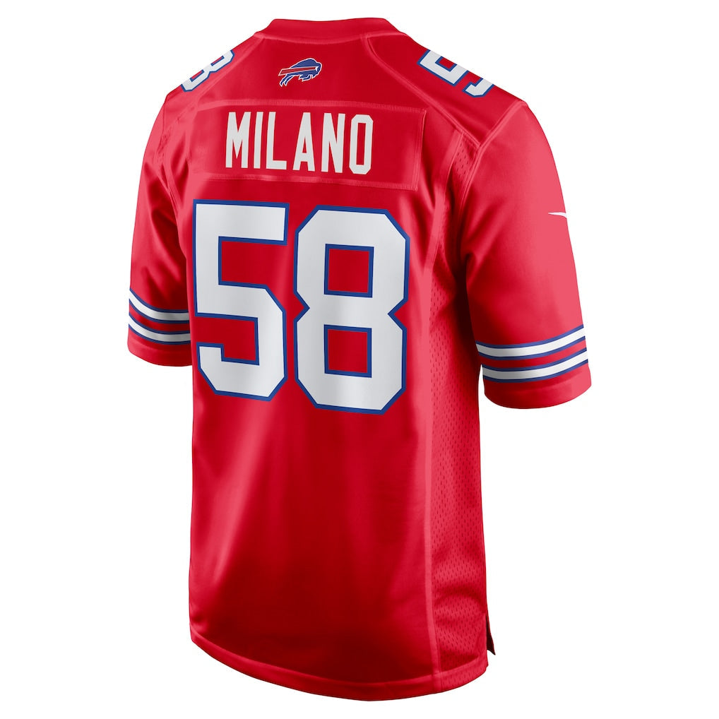 Tocy B.Bills #58 Matt Milano Red Alternate Game Jersey