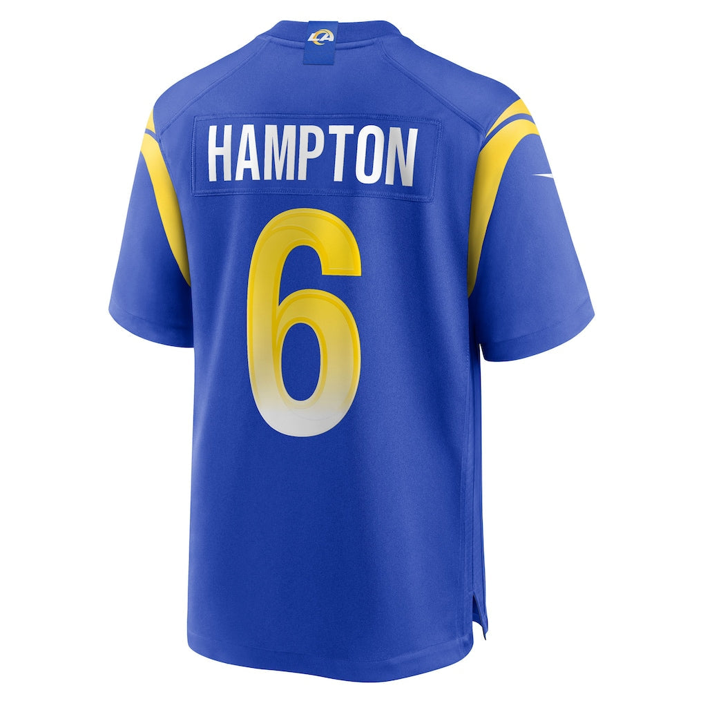 tocy LA.Rams #6 Rob Nick Hampton Royal Team Game Jersey