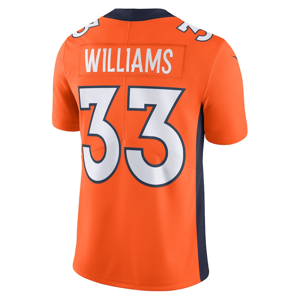Tocy D.Broncos #33 Javonte Williams Orange Vapor Untouchable Limited Jersey