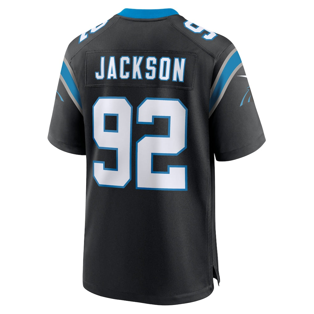 Tocy C.Panthers #92 Cam Jackson Black Team Game Jersey
