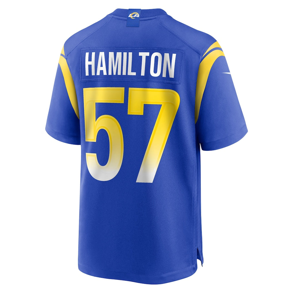 tocy LA.Rams #57 Ty Hamilton Royal Team Game Jersey