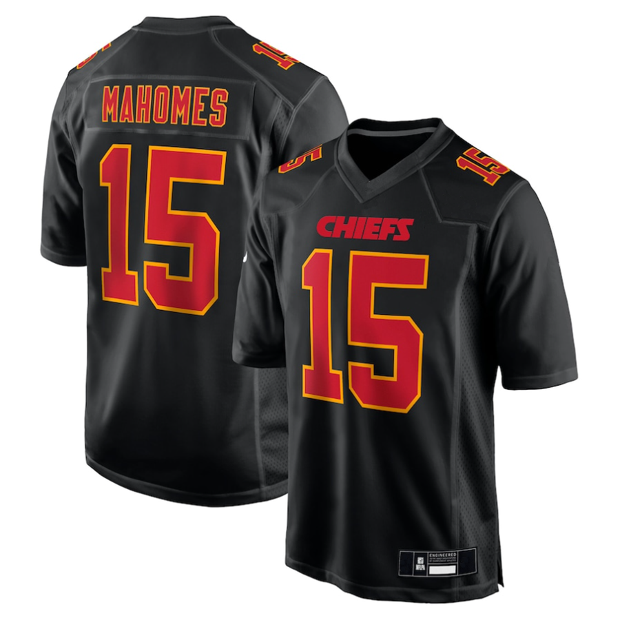 tocy #15 Patrick Mahomes Player KC.Chiefs Carbon Black Fashion Game Stitched Jerseys