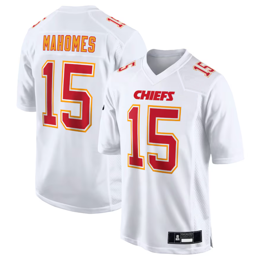 tocy #15 Patrick Mahomes Player KC.Chiefs Carbon White Fashion Game Stitched Jerseys