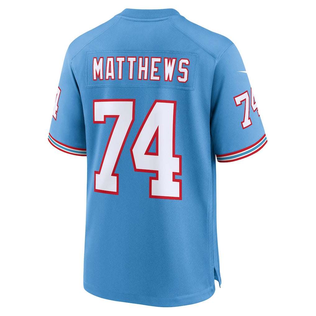 Tocy T.Titans #74 Bruce Matthews Light Blue Retired Player Alternate Game Jersey