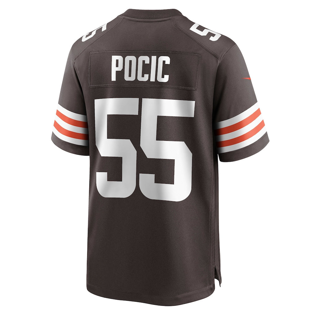 Tocy C.Browns #55 Ethan Pocic Brown Game Jersey