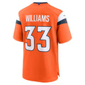 Tocy D.Broncos #33 Javonte Williams Orange Mile High Collection Game Jersey