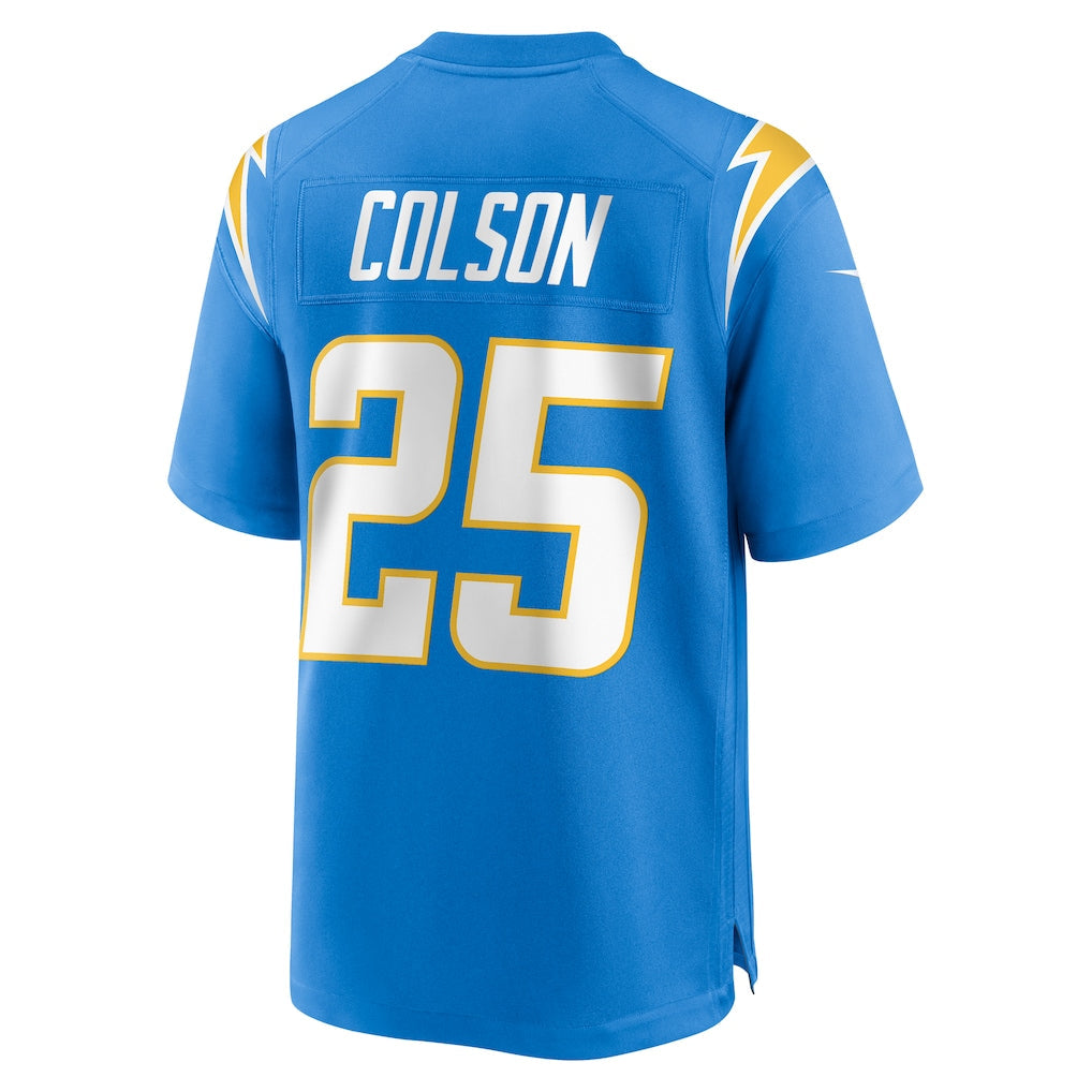 Johmsee LA.Chargers #25 Junior Colson Powder Blue Team Game Jersey