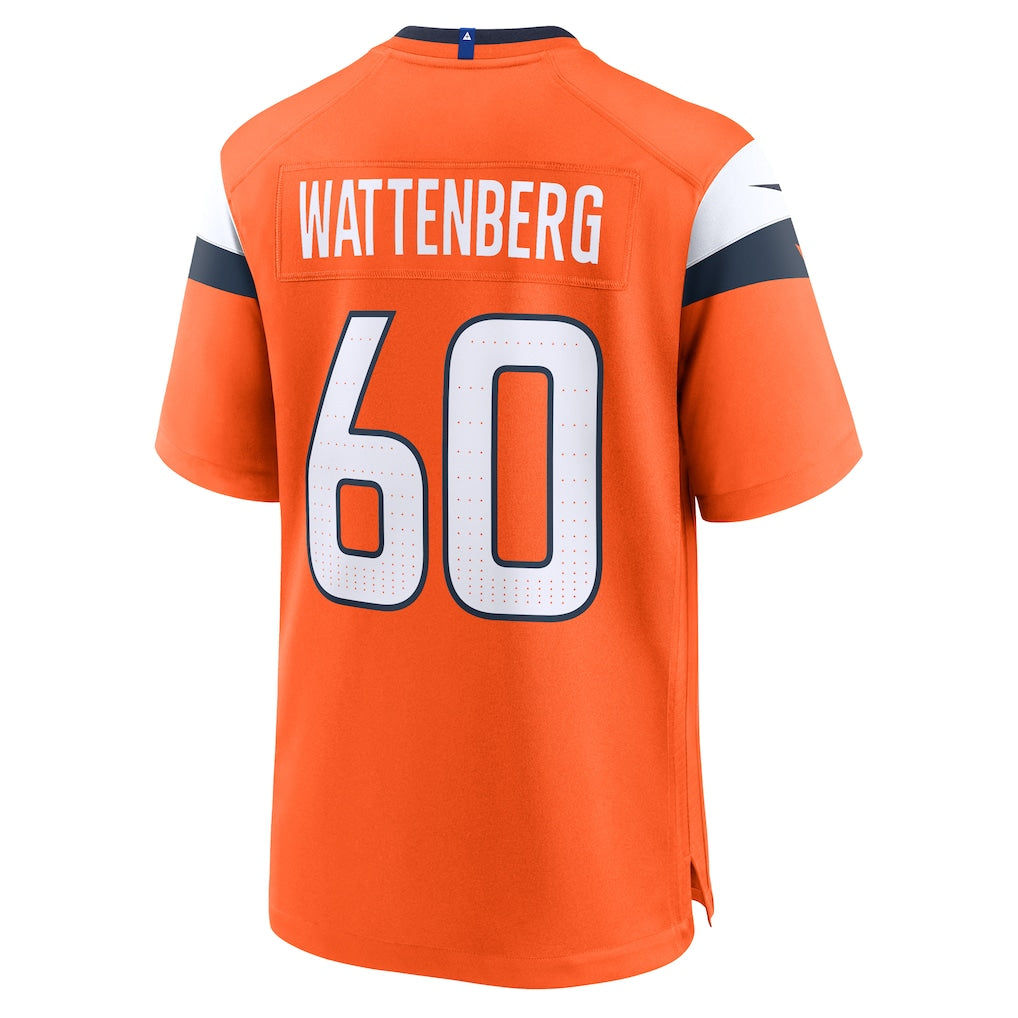 Tocy D.Broncos #60 Luke Wattenberg Orange Team Game Jersey