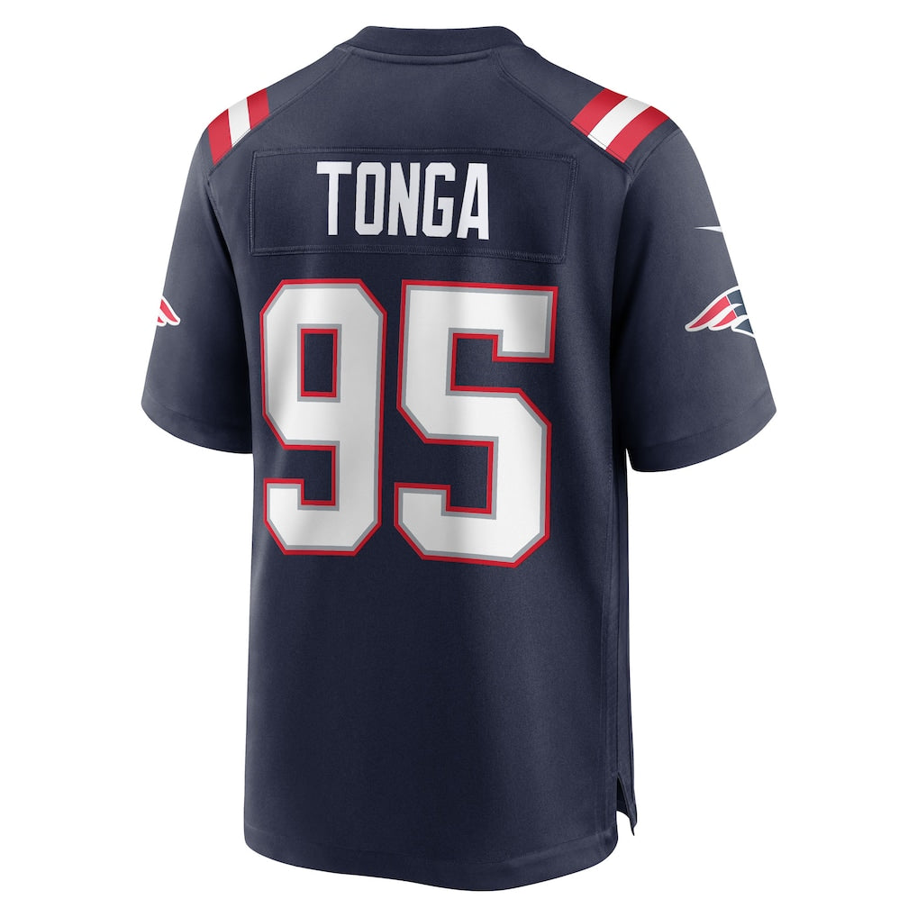Tocy NE.Patriots #95 Khyiris Tonga Navy Team Game Jersey