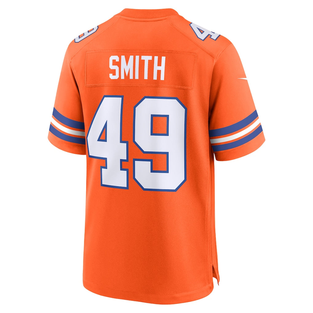 Tocy D.Broncos #49 Dennis Smith Orange Player Game Jersey