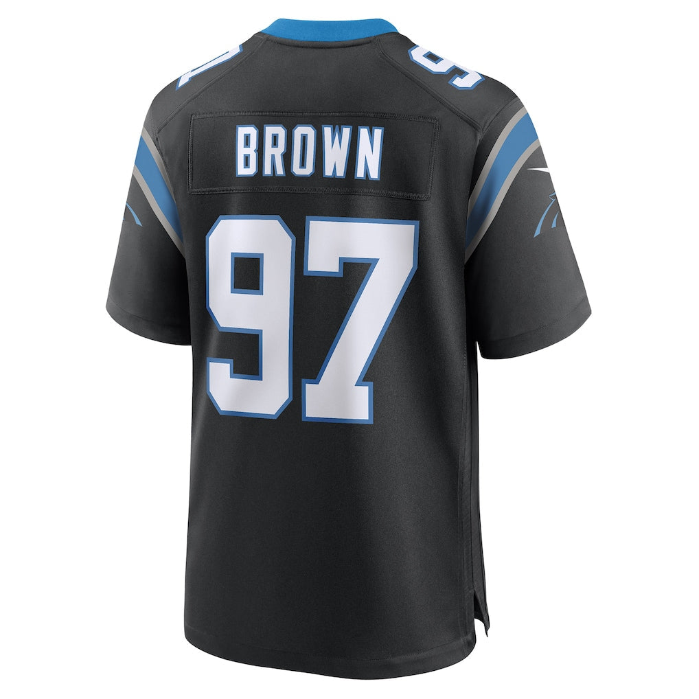 Tocy C.Panthers #97 Bobby Brown Black Team Game Jersey