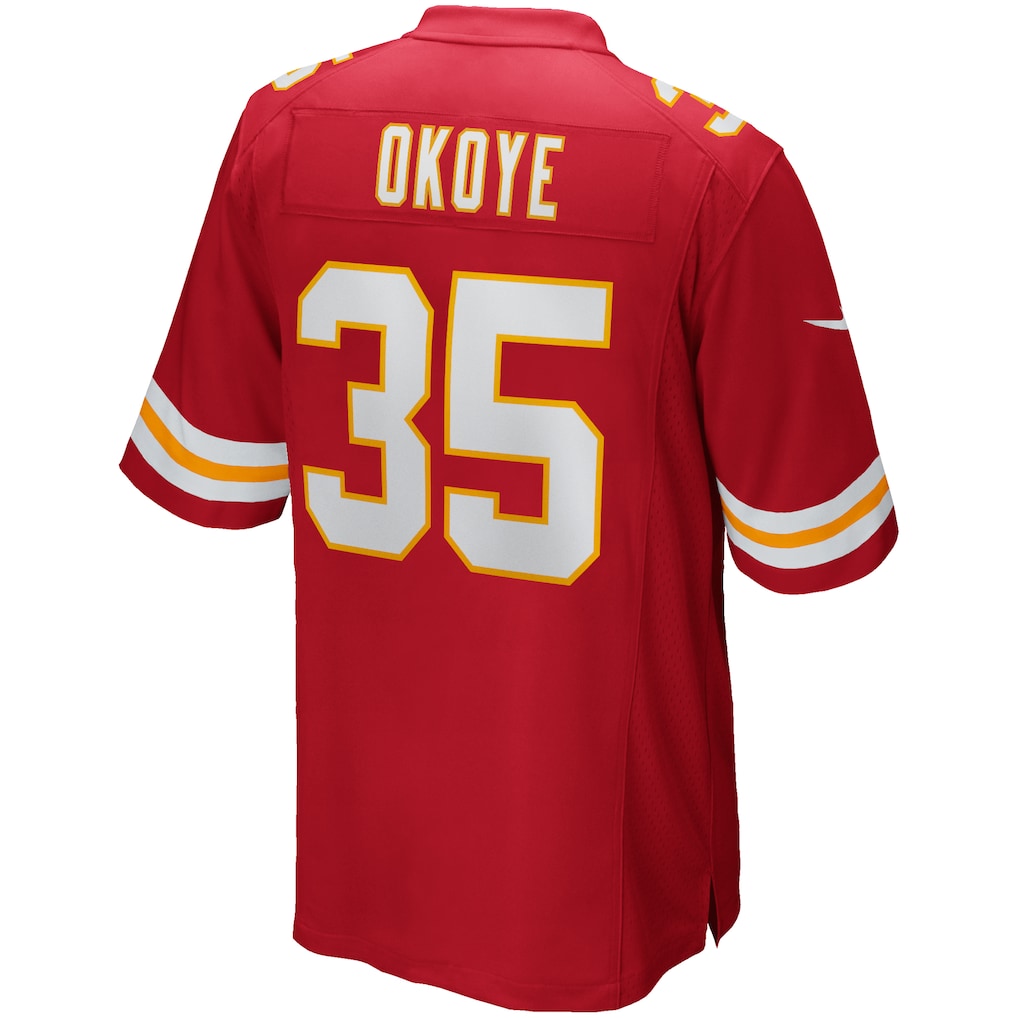 tocy KC.Chiefs #35 Christian Okoye Red Game Retired Player Jersey