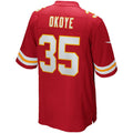 tocy KC.Chiefs #35 Christian Okoye Red Game Retired Player Jersey