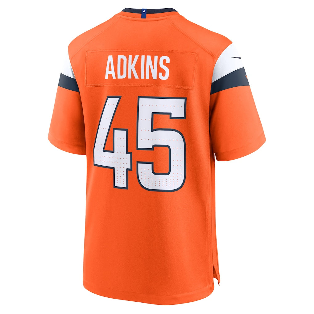 Tocy D.Broncos #45 Nate Adkins Orange Team Game Jersey
