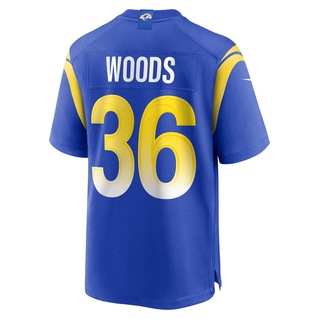 tocy LA.Rams #36 Charles Woods Royal Game Jersey