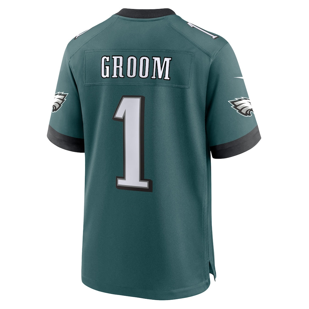 Tocy P.Eagles #1 Groom Midnight Green Team Game Jersey
