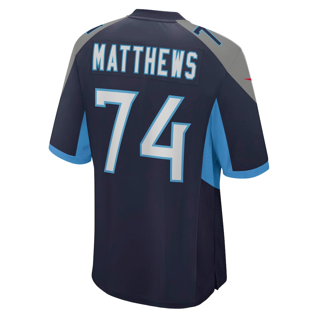 Tocy T.Titans #74 Bruce Matthews Navy Retired Player Jersey