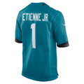 Tocy J.Jaguars #1 Travis Etienne Jr Teal Game Jersey