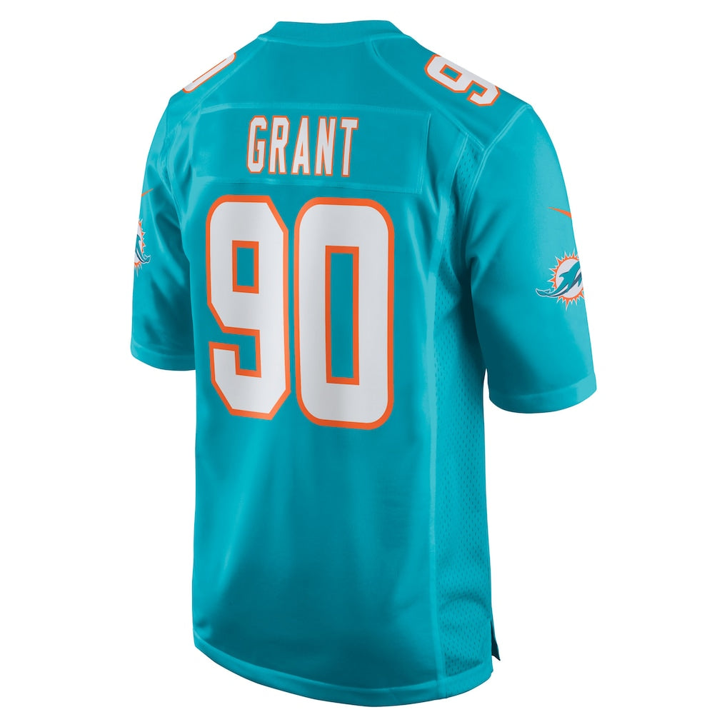 Tocy M.Dolphins #90 Kenneth Grant Aqua 2025 NFL Draft First Round Pick Game Jersey