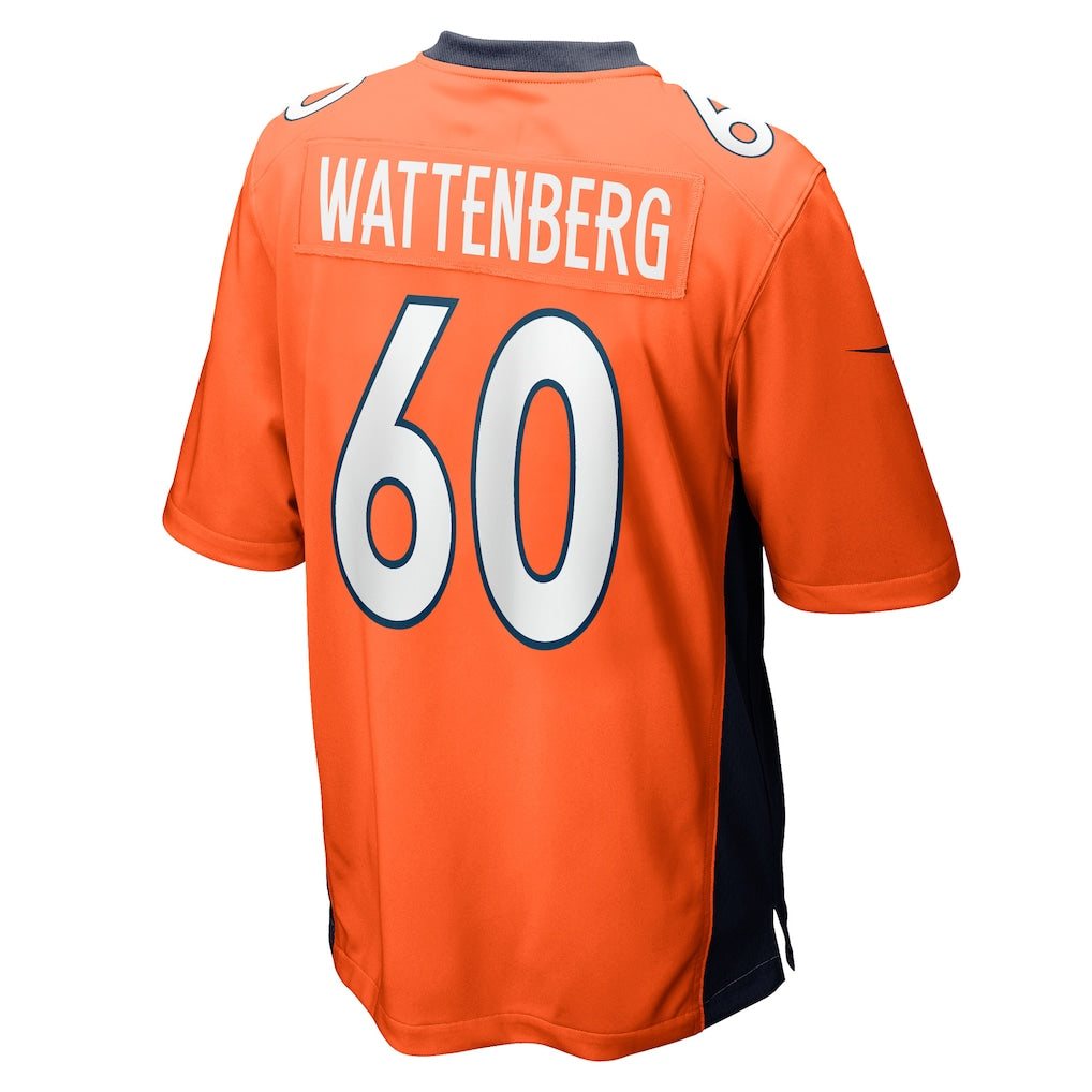 Tocy D.Broncos #60 Luke Wattenberg Orange Game Player Jersey