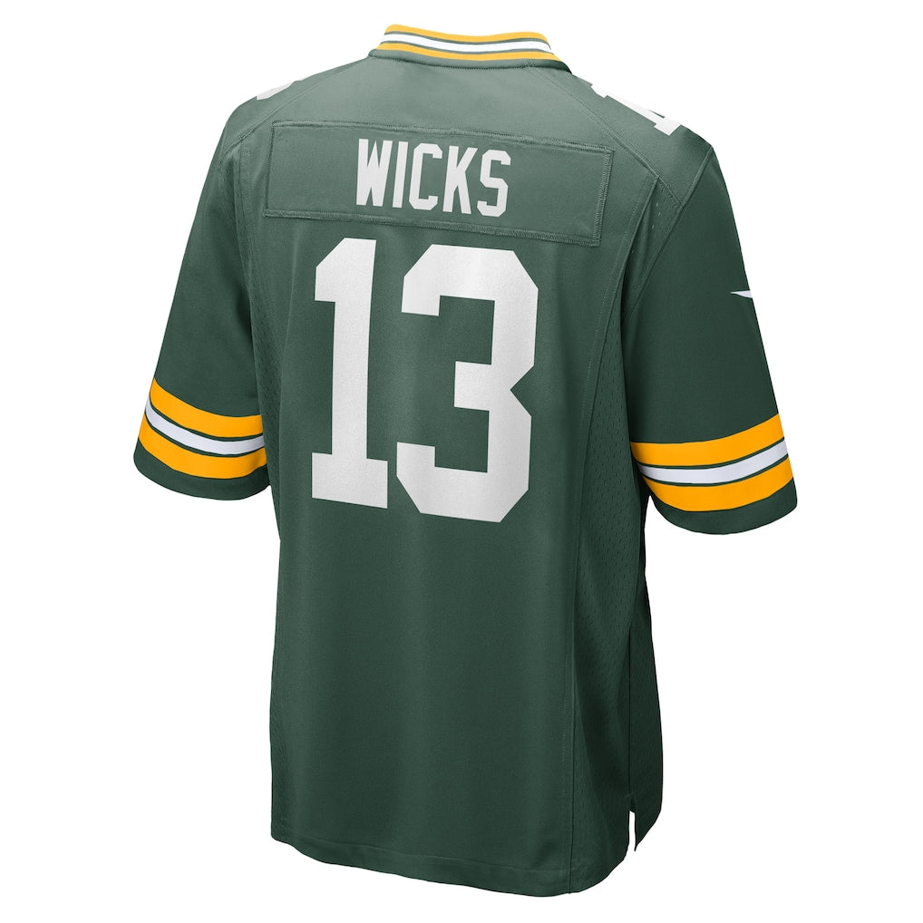 Tocy GB.Packers #13 Dontayvion Wicks Green Game Jersey
