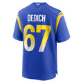 tocy LA.Rams #67 Justin Dedich Royal Game Jersey