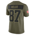 tocy KC.Chiefs #87 Travis Kelce Olive 2025 Salute to Service Limited Jersey