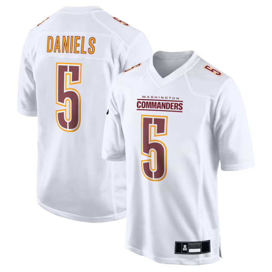 tocy #5 Jayden Daniels Player W.Commanders Tundra White Fashion Stitched Jerseys