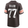 Tocy C.Browns #77 Wyatt Teller Brown Game Jersey