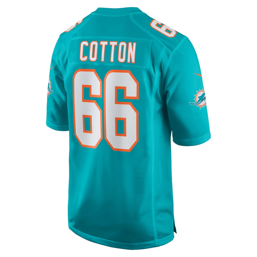 Tocy M.Dolphins #66 Lester Cotton Sr. Aqua Home Game Player Jersey