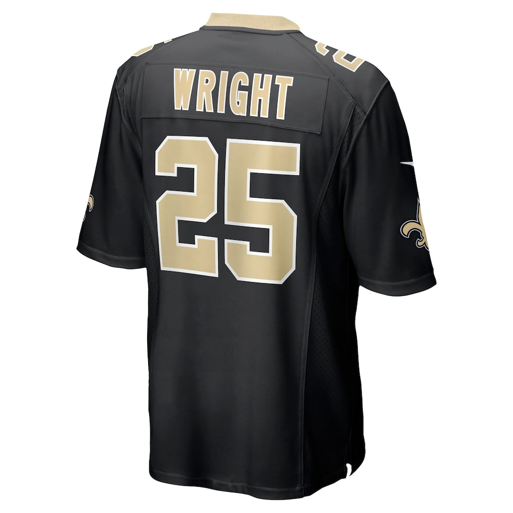 Tocy NO.Saints #25 Rejzohn Wright Black Team Game Jersey