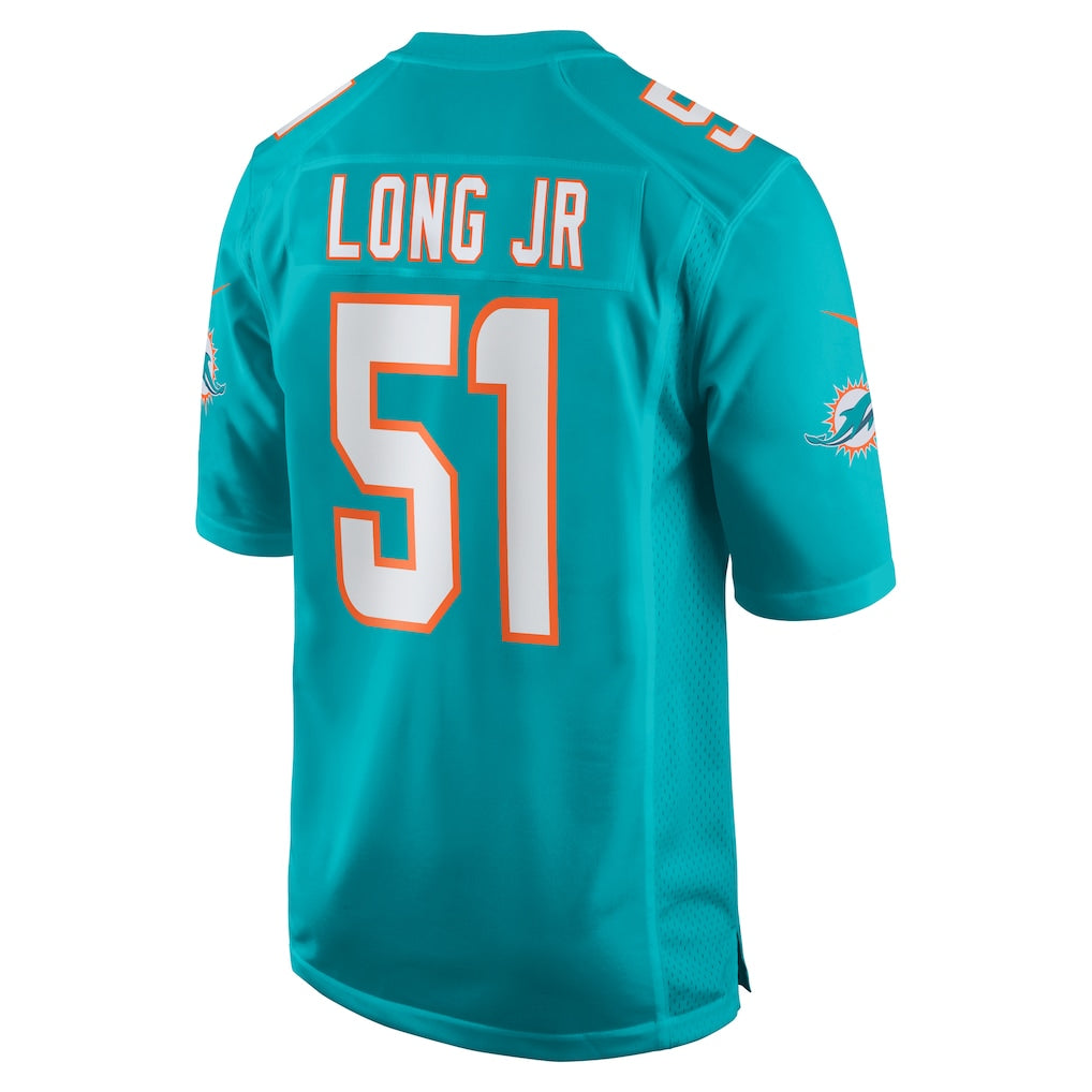 Tocy M.Dolphins #51 David Long Jr. Aqua Game Jersey