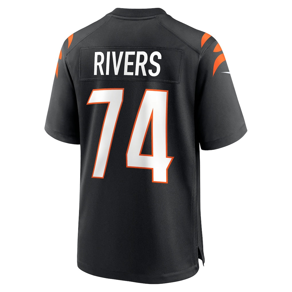 Tocy C.Bengals #74 Jalen Rivers Black Team Game Jersey