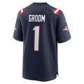 Tocy NE.Patriots #1 Groom Navy Game Jersey