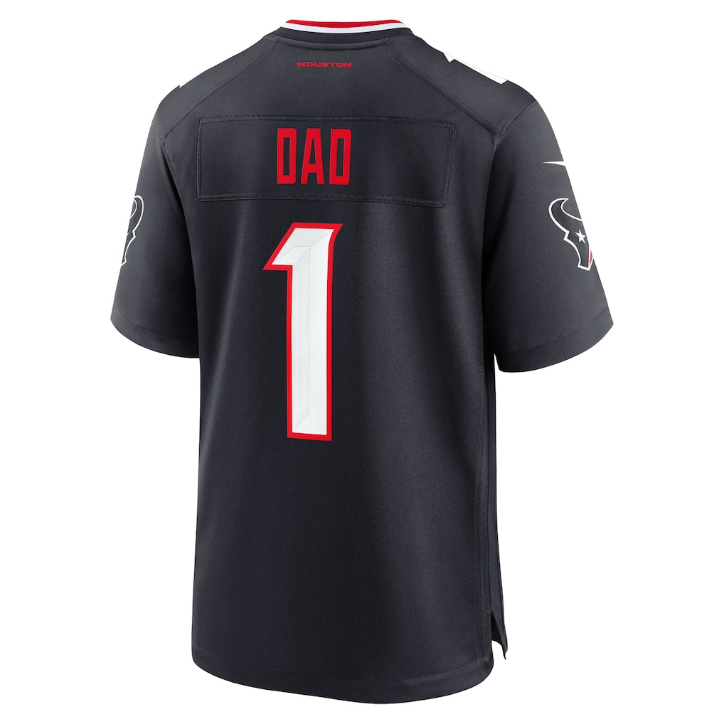 Tocy H.Texans #1 Dad Navy Game Jersey