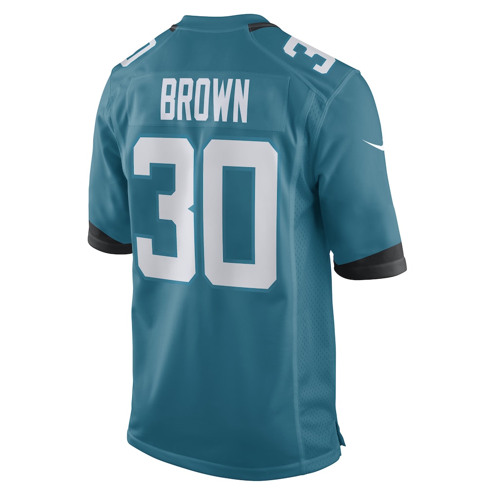Tocy J.Jaguars #30 Montaric Brown Teal Game Player Jersey