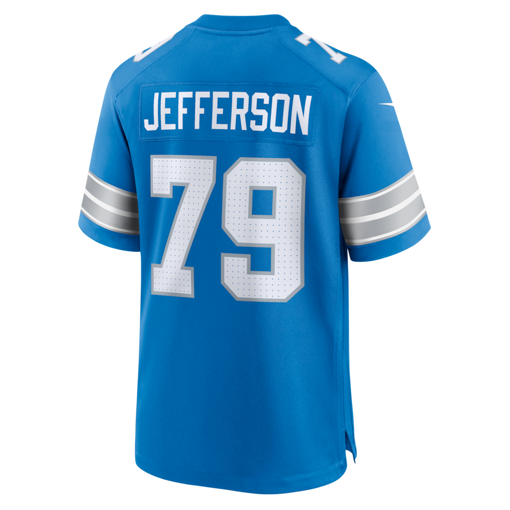 Tocy D.Lions #79 Quinton Jefferson Blue Team Game Jersey