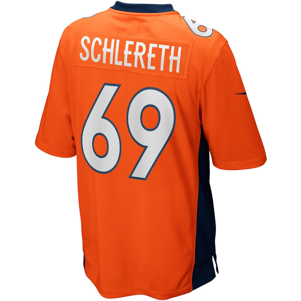 Tocy D.Broncos #69 Mark Schlereth Orange Game Retired Player Jersey