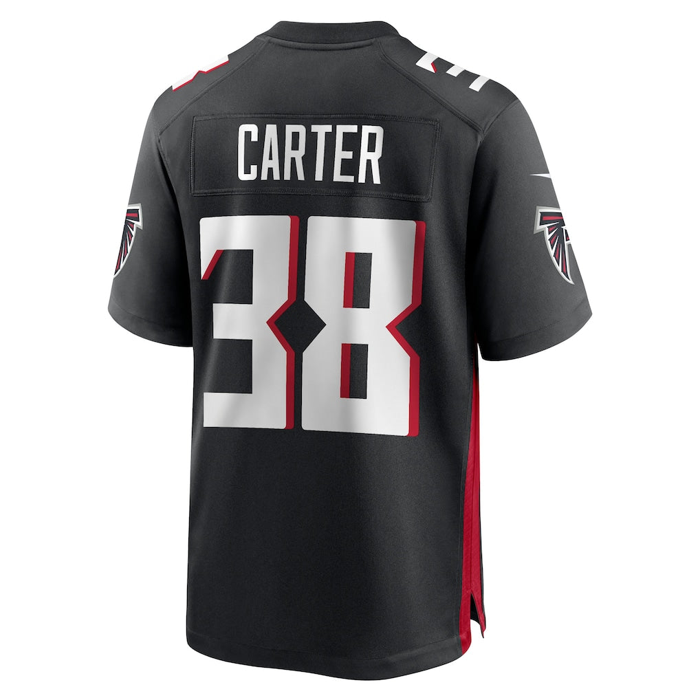 Tocy A.Falcons #38 Nathan Carter Black Team Game Jersey