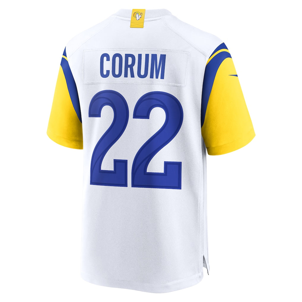 tocy LA.Rams #22 Blake Corum White Game Jersey