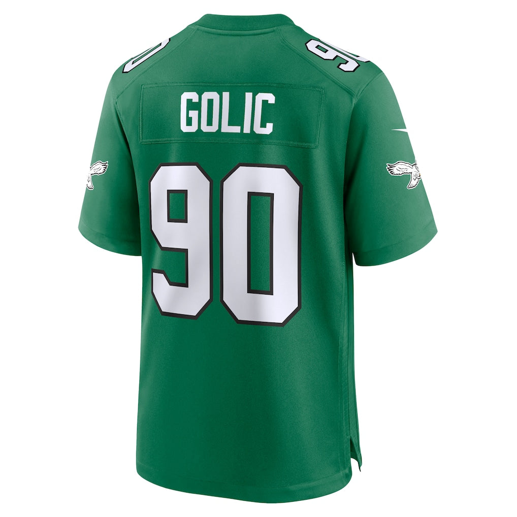 Tocy P.Eagles #90 Mike Golic Kelly Green Retired Player Alternate Game Jersey