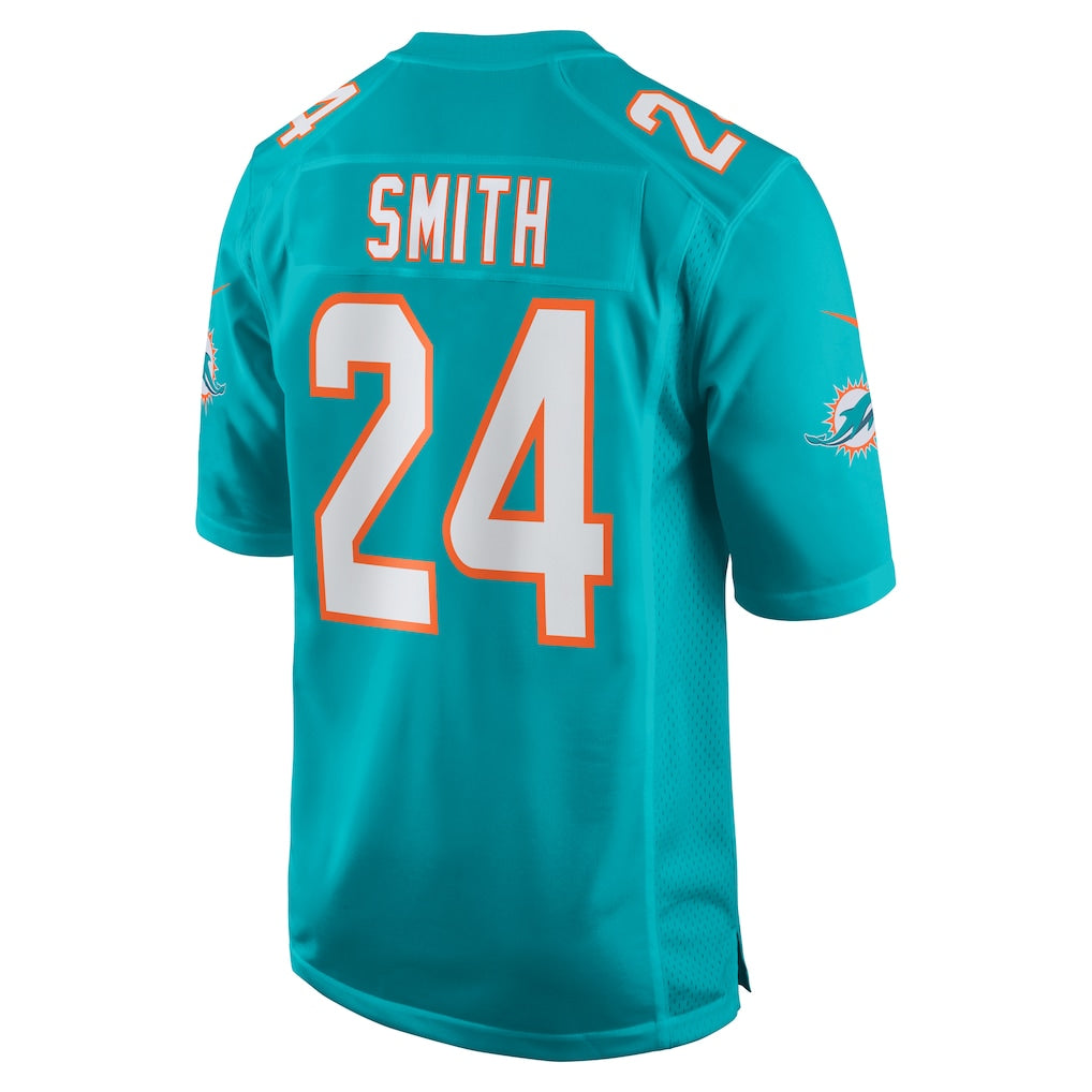 Tocy M.Dolphins #24 Cam Smith Aqua Game Jersey
