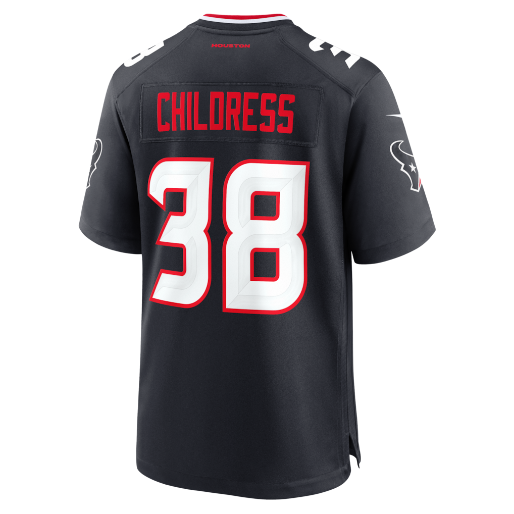 Tocy H.Texans #38 Zion Childress Navy Team Game Jersey