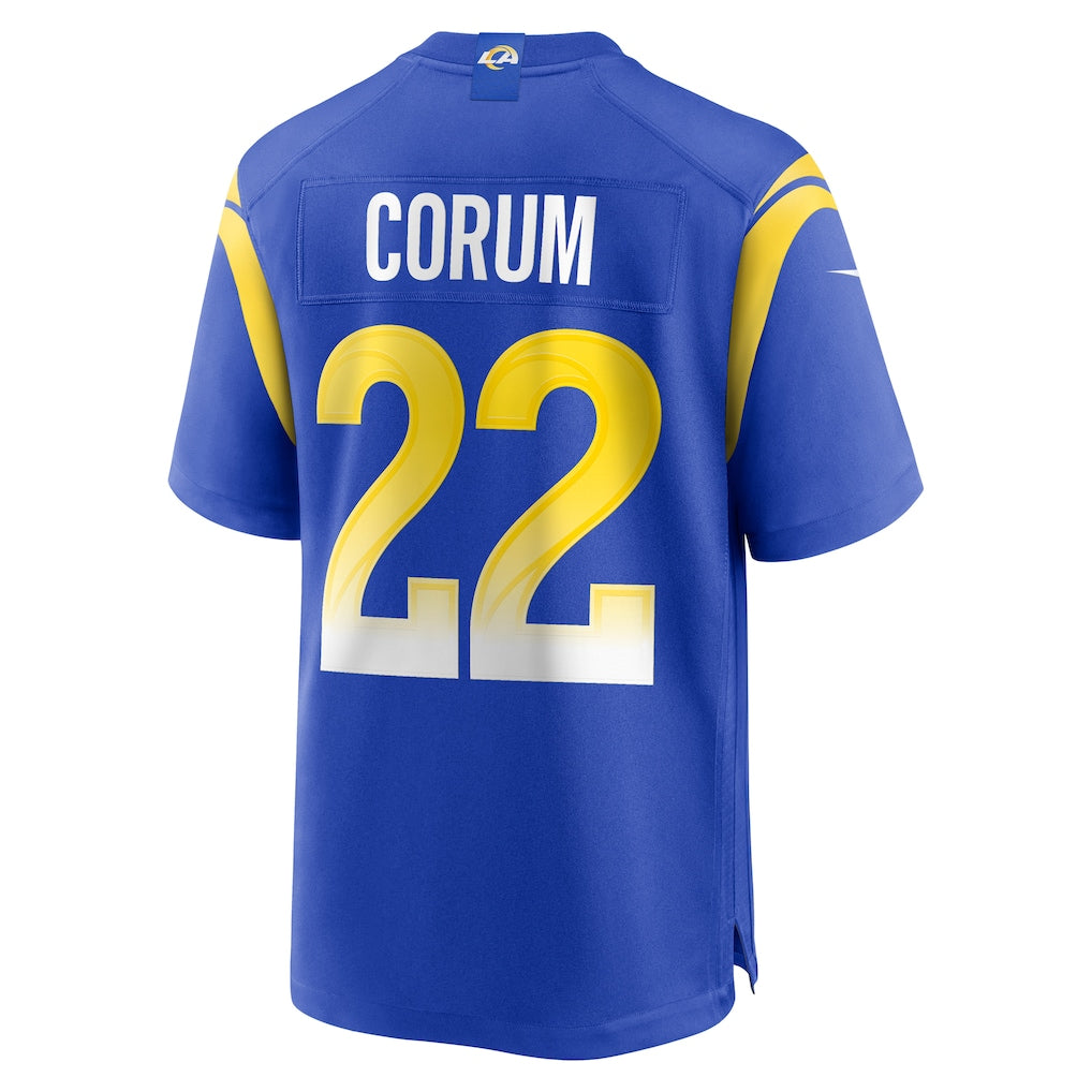 tocy LA.Rams #22 Blake Corum Royal Player Game Jersey