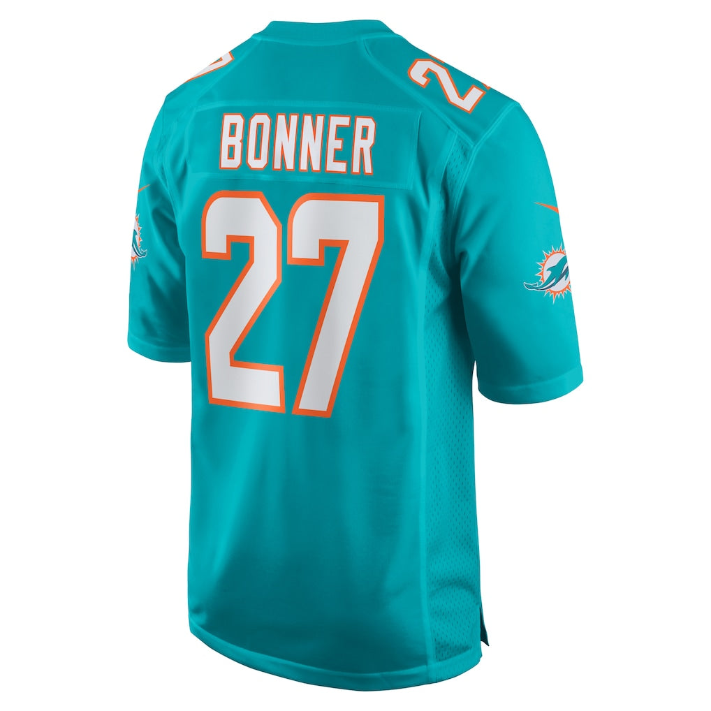 Tocy M.Dolphins #27 Ethan Bonner Aqua Game Jersey