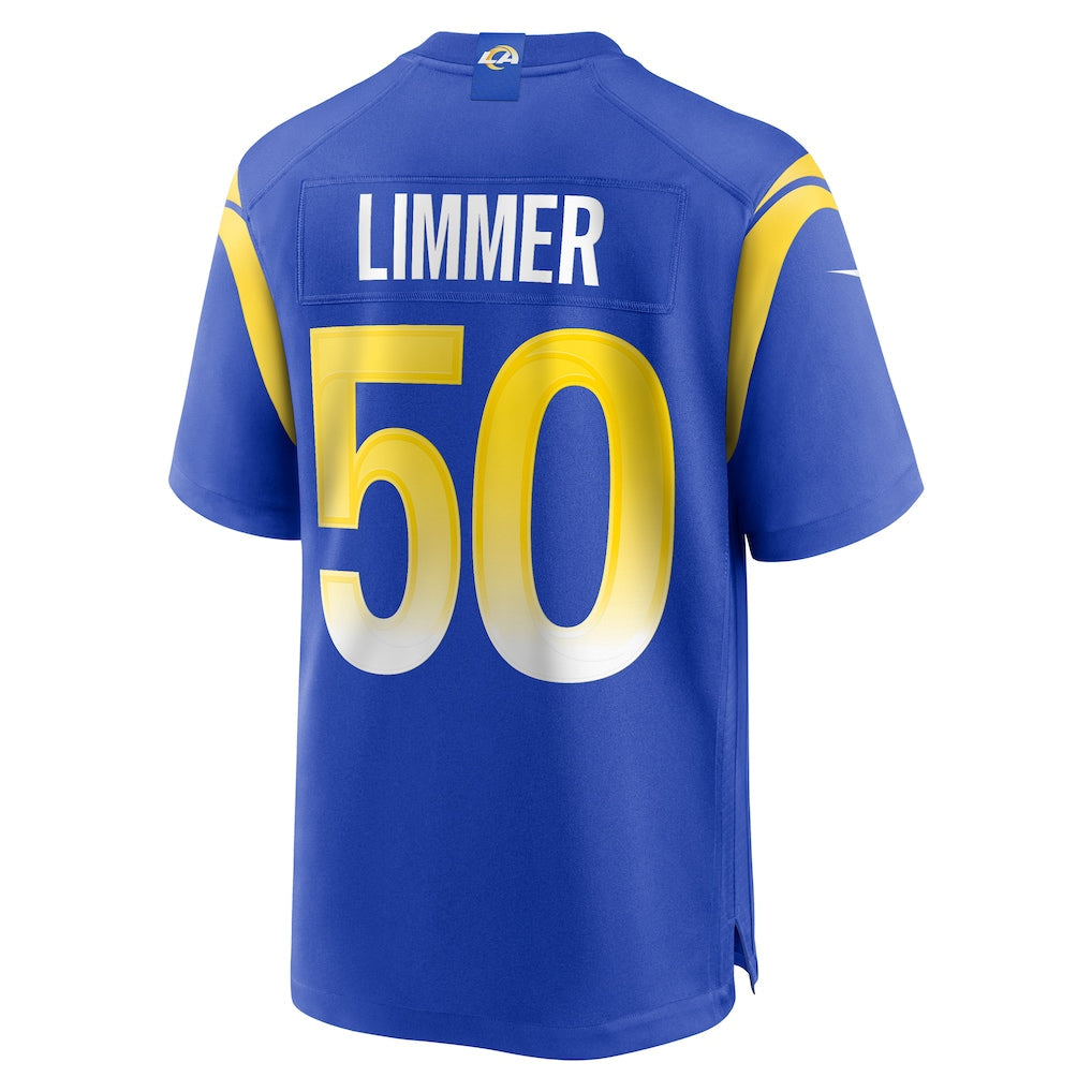 tocy LA.Rams #50 Beaux Limmer Royal Team Game Jersey