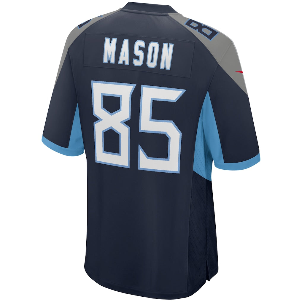 Tocy T.Titans #85 Derrick Mason Navy Game Retired Player Jersey